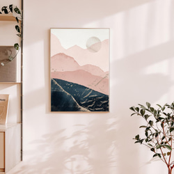 抽象画のポスター　/ i0530 / 風景　ピンクと紺 6枚目の画像