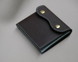 本革 トゴ革　二つ折り財布　メンズ　ミニウォレット　ハンドメイド　男性