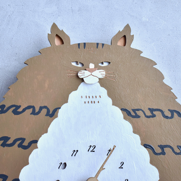 ノルウェージャン・フォレスト・キャット＊ビッグサイズの時計 木製 振り子時計 掛け時計 4枚目の画像