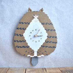 ノルウェージャン・フォレスト・キャット＊ビッグサイズの時計 木製 振り子時計 掛け時計 2枚目の画像