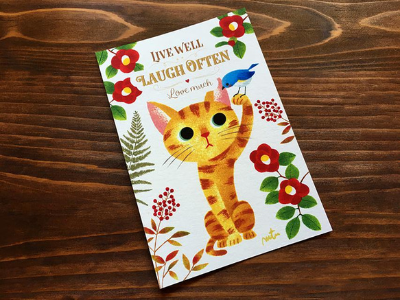 V.ポストカード3枚セット「幸せ招く猫 “椿”」 2枚目の画像