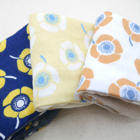 ふわもこハンカチ｜アネモネ-Anemone-｜L・20×20cm｜8重ガーゼハンカチ｜花柄｜北欧｜ギフト｜ハンドタオル 2枚目の画像