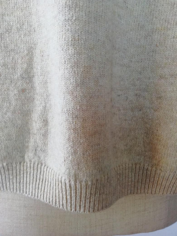 軽くてふんわり暖かウール混ショール衿カーディガン　オートミール 5枚目の画像
