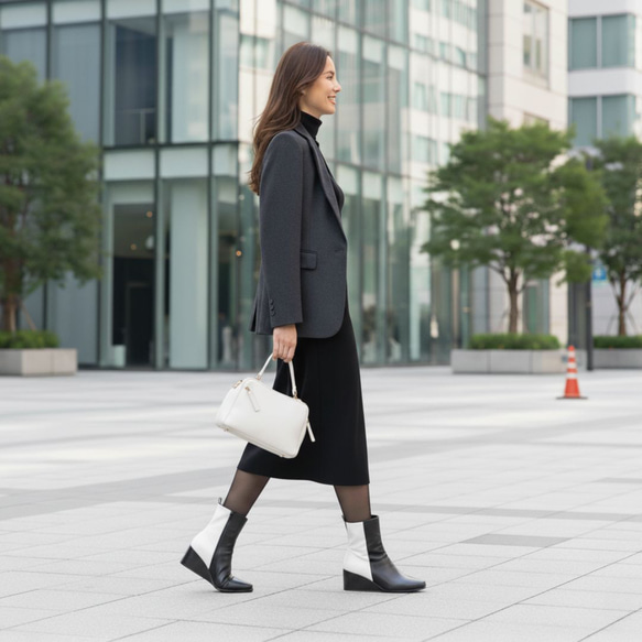 防滑底も選べる♪【返品・交換可】防滑底も選べる♪楽々バイカラーブーツ♪衝撃の軽さと柔らかさ♪撥水革使用の日本製 2枚目の画像