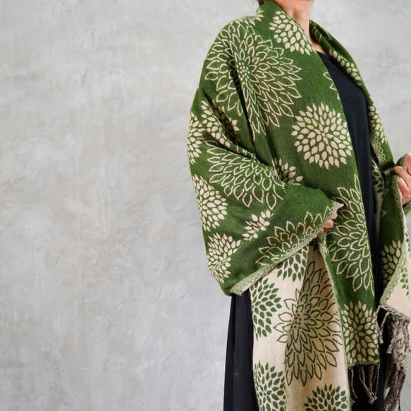 Agnona アニオナ 大判ストール グリーン 緑 Johnstons of Elgin｜【日本限定】ストール 大判 Woven Stole