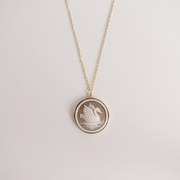 A-11 ハートカメオネックレス ハンドメイド・手芸##アクセサリー