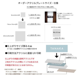 表札　サインプレート　アクリルプレート　厚め　4㎜　四角　正方形　【オーダーメイド】【送料無料】 2枚目の画像