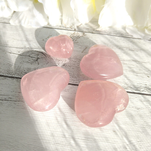 小・中サイズ】 ハート 穴なし ローズクォーツ 1個 天然石インテリア