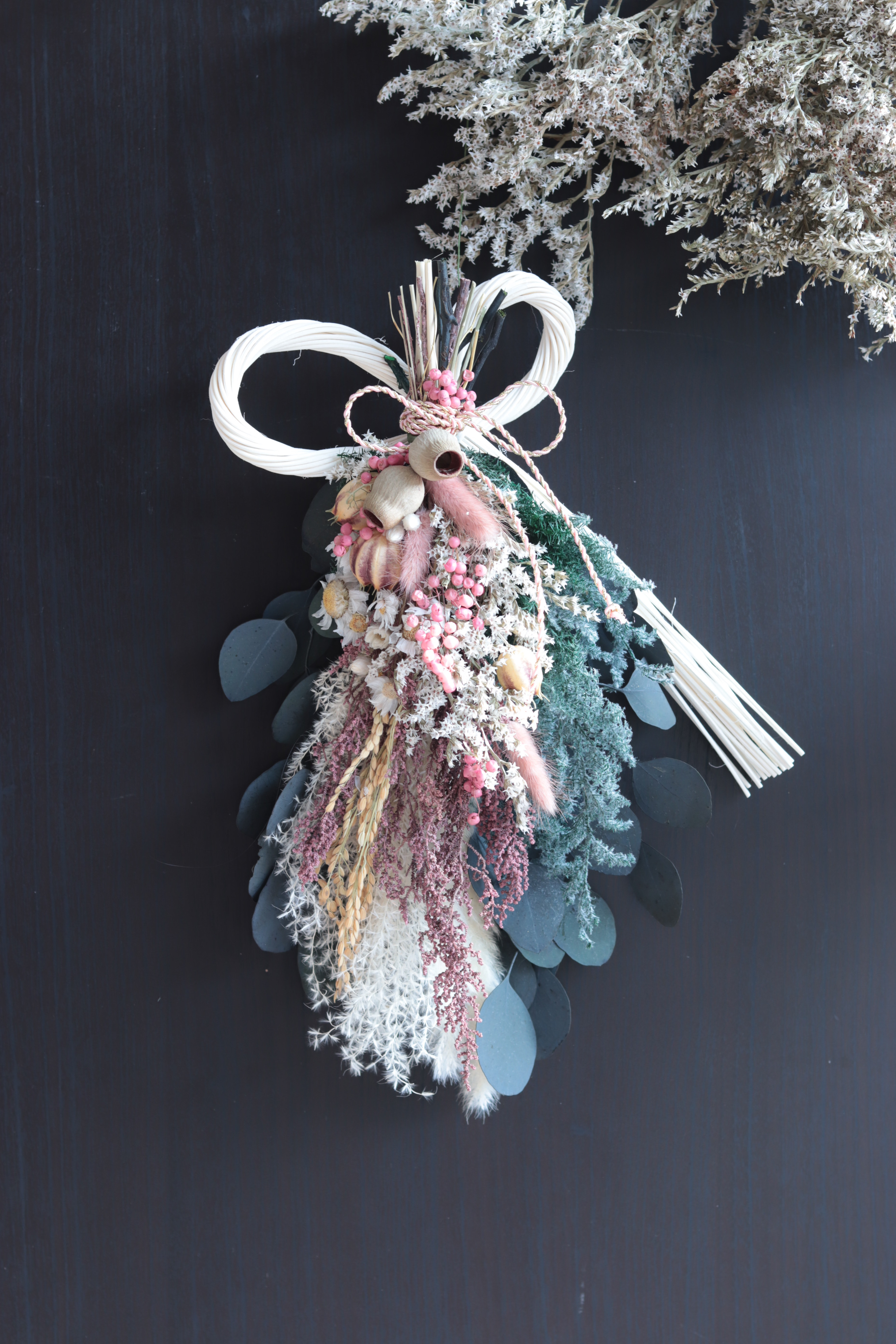 【スワッグにもなる】２wayナチュラル和モダンしめ飾り～花簪～＊プリザーブドフラワー＊お正月・しめ縄