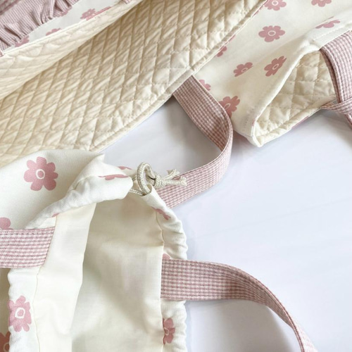 即納】フリルとチェックのレッスンバッグ・シューズケース・巾着 3点