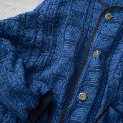 6重ガーゼノーカラージャケット/ブルー/三河木綿 ジャケット UZUiRO