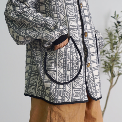 UZUIRO 日本製 ノーカラージャケット 6重ガーゼノーカラージャケット/生成り/三河木綿 ジャケット UZUiRO