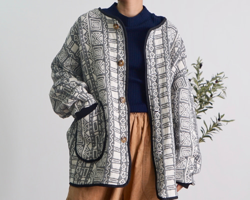 6重ガーゼノーカラージャケット/生成り/三河木綿 ジャケット UZUiRO