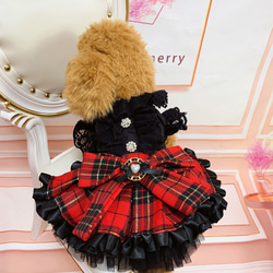 ♥︎︎あいちゃん♥︎︎ ハンドメイド犬服 チェック フリルバルーンワンピース w562a.jpg
