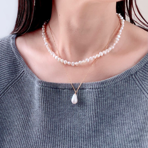 改良再販✧バロック淡水パールのネックレス（4～6mm）サージカル