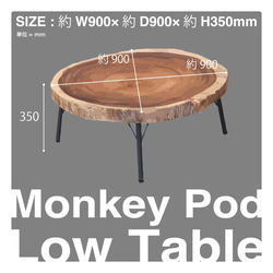 ［Monkey Pod Low Table］送料無料 モンキーポッド 一枚板 ローテーブル 子供部屋  -97- 3枚目の画像