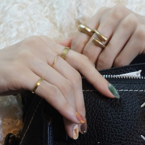 フラットリング]ゴールド 重ね付け シンプル R382B12 指輪 真鍮 メンズ