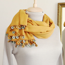 [Made to order] OYA Pashmina shawl [MARY] Mustard 第1張的照片