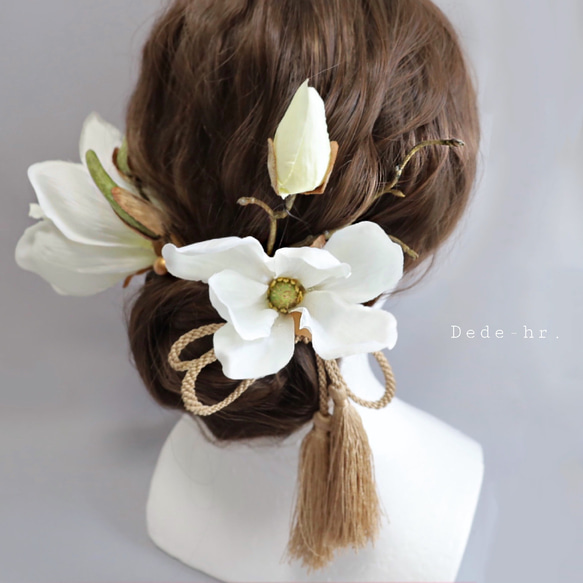 木蓮髪飾り　マグノリア　 ホワイト 1枚目の画像