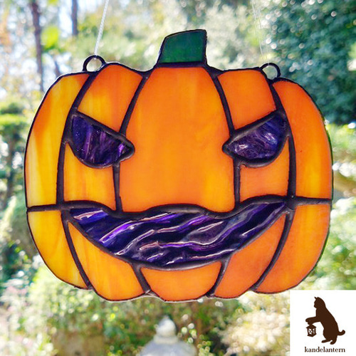 ステンドグラス ランプ ハロウィン サンキャッチャー（ハロウィン_ジャックオーランタン）ステンドグラス