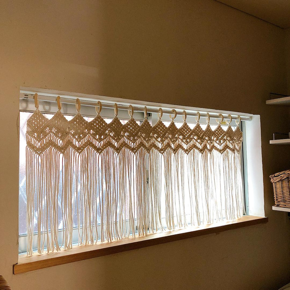 《人気No.2♡》縦横選べるサイズ！ カフェカーテン　縦45cm-50cm横67cm〜　マクラメ　herringbone 8枚目の画像