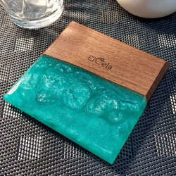 [幸福時刻杯墊] Elcela 木質樹脂木質綠色拋光飾面 第1張的照片