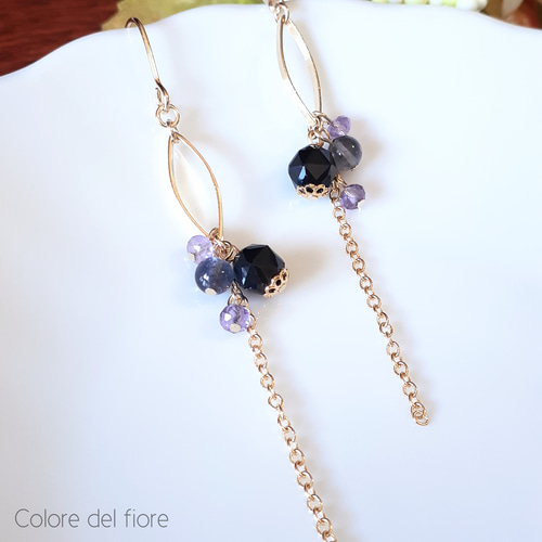 銅製ゴールド色フック☆薔薇☆ローズクォーツピアス 7A 銅製ゴールド色フック☆薔薇☆ローズクォーツピアス 7A