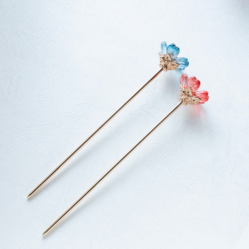 透明感のある瑠璃ガラスの桜 かんざし 色が選べる さくら 簪 ヘア