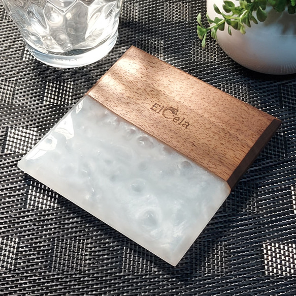 [幸福時刻杯墊] Elcela Wood Resin Wooden White Polished Finish 第1張的照片