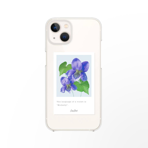 iPhone15 全機種対応 スマホケース グリップケース スミレ 2枚目の画像