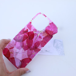 iPhone 全機種対応 ブーゲンビリア スマホケース アンドロイド　iPhone14 ショルダー　ピンク　アンドロイド 5枚目の画像