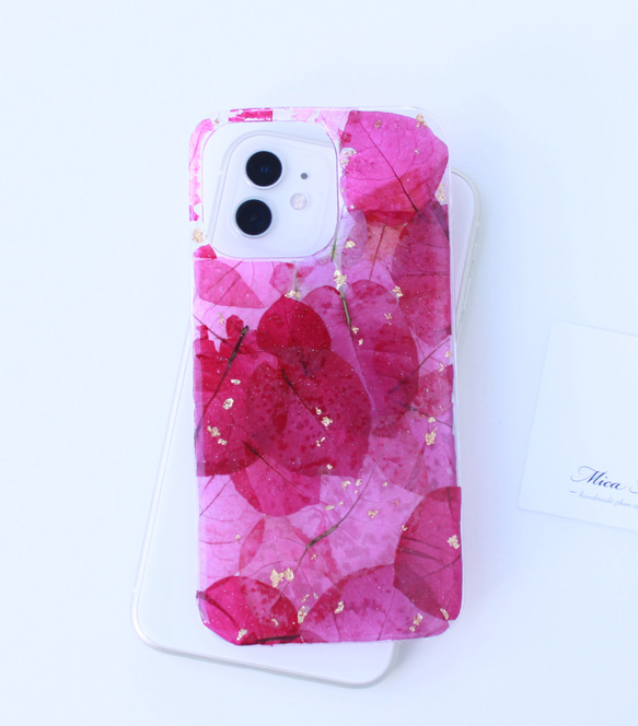 iPhone 全機種対応 ブーゲンビリア スマホケース アンドロイド　iPhone14 ショルダー　ピンク　アンドロイド 3枚目の画像