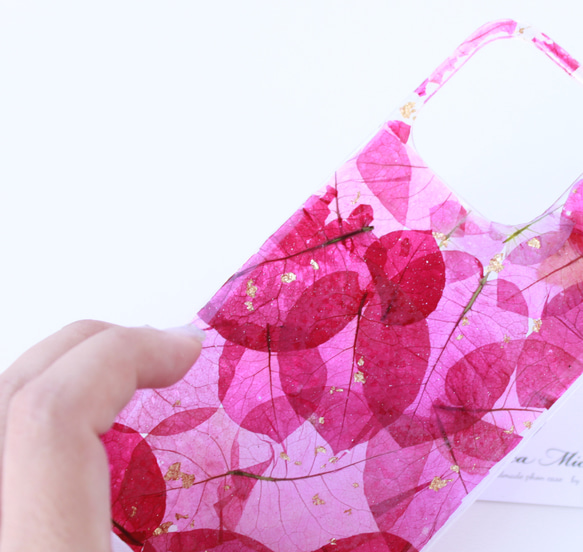 iPhone 全機種対応 ブーゲンビリア スマホケース アンドロイド　iPhone14 ショルダー　ピンク　アンドロイド 4枚目の画像