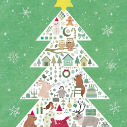 クリスマスポスターA4 ツリーとどうぶつ 2枚目の画像