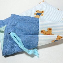 北欧柄・ベア　くまくん《水色》　6点セット入学入園　レッスンバック 9枚目の画像