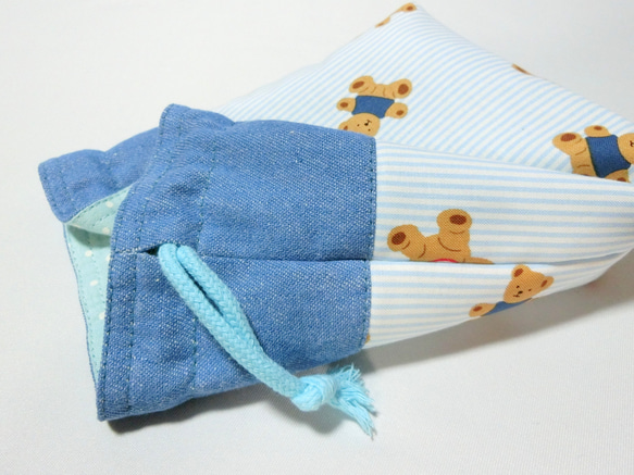 北欧柄・ベア　くまくん《水色》　6点セット入学入園　レッスンバック 9枚目の画像