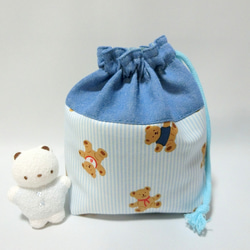 北欧柄・ベア　くまくん《水色》　6点セット入学入園　レッスンバック 8枚目の画像