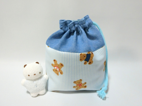 北欧柄・ベア　くまくん《水色》　6点セット入学入園　レッスンバック 8枚目の画像