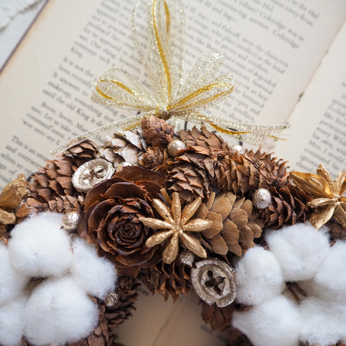 Creema限定］綿の実と木の実の冬リース リース Romanca 通販 12763467