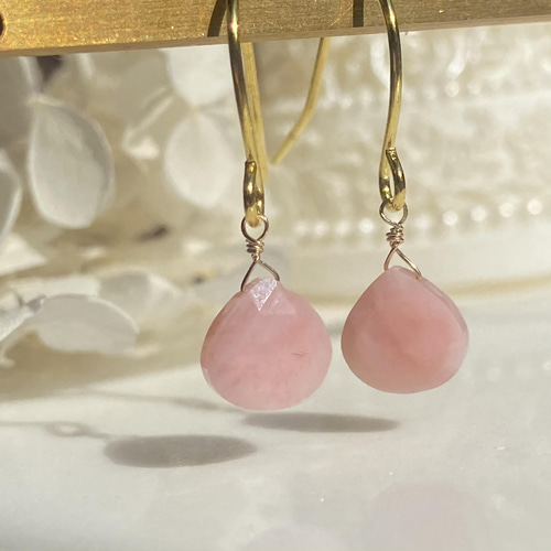 ✨天然石✨7mmピンクオパールピアス/イヤリング✨エチオピア産