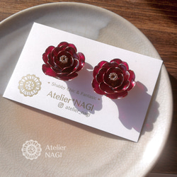 Tsubaki blossom ( Camillia Japonica ) --  pierced earring 第1張的照片