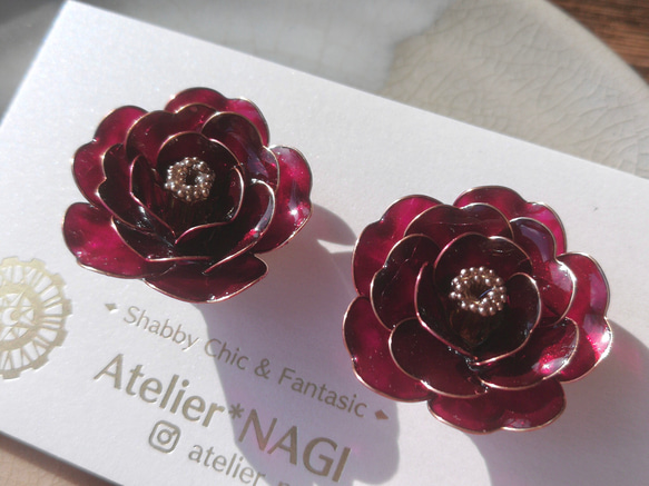 Tsubaki blossom ( Camillia Japonica ) --  pierced earring 第10張的照片