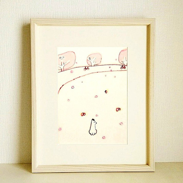 受注制作】原画「桜の季節」木製額縁入り（インチサイズ）水彩 