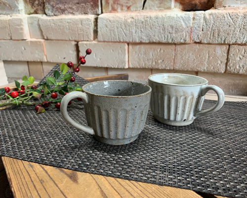 青灰色 陶器 作家物 スープカップ 3個セット 青灰色 陶器 作家物 スープカップ 3個セット 陶器 カップ3個 からし