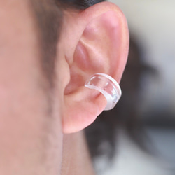 Ear cuff（Clear）：波動玉® 【受注生産】ガラスイヤーカフ 10枚目の画像