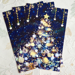 クリスマスポストカード雪と星の夜（３枚セット） 2枚目の画像