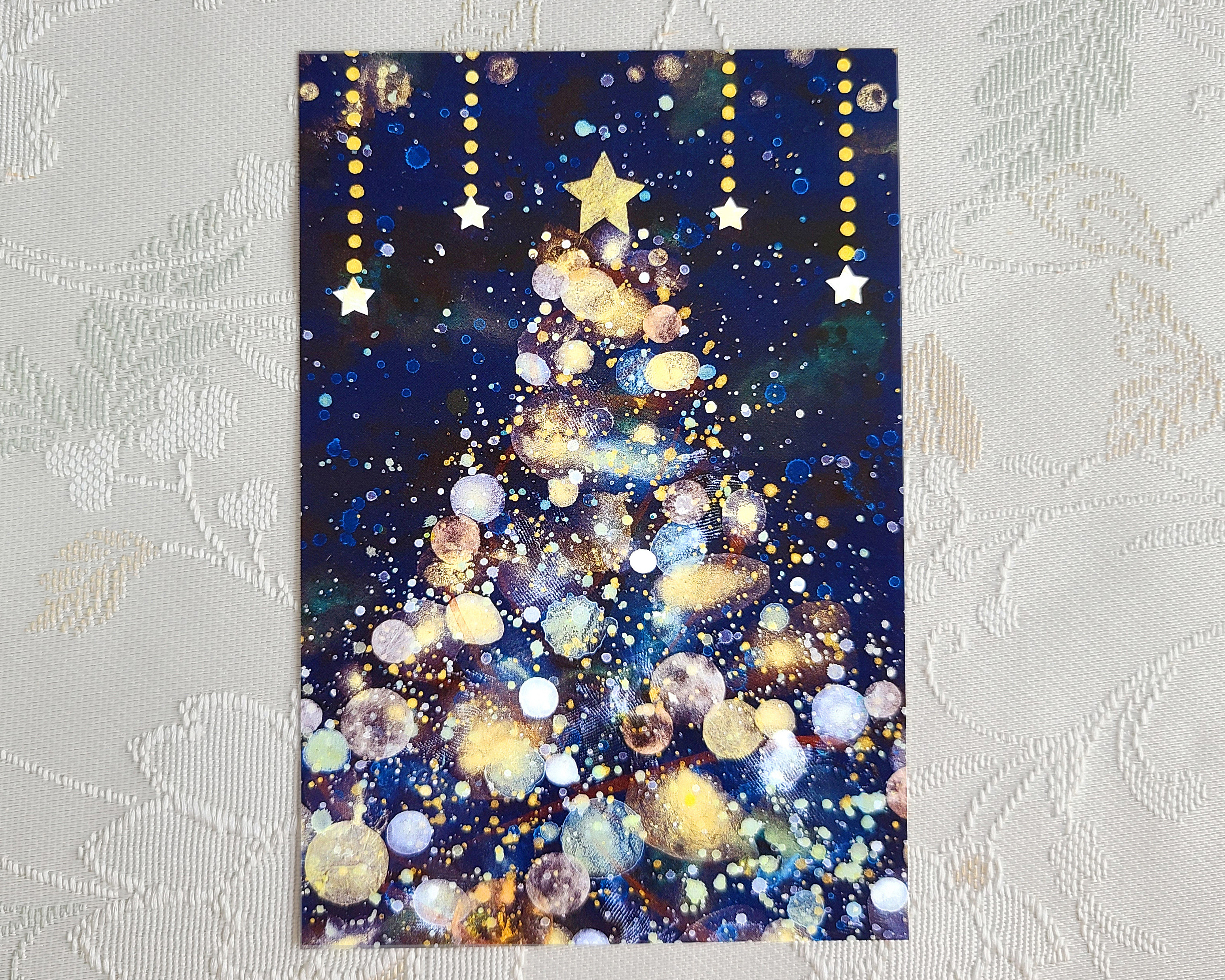新品、クリスマスポストカード クリスマスポストカード雪と星の夜（3枚セット） ポストカード