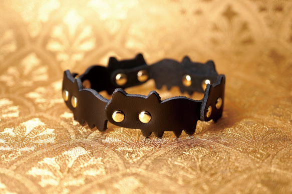 貓咪型手環｜黑貓咪（真皮製） 第1張的照片