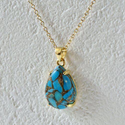 12月誕生石 コッパーターコイズ ペアーシェイプ ペンダントトップ