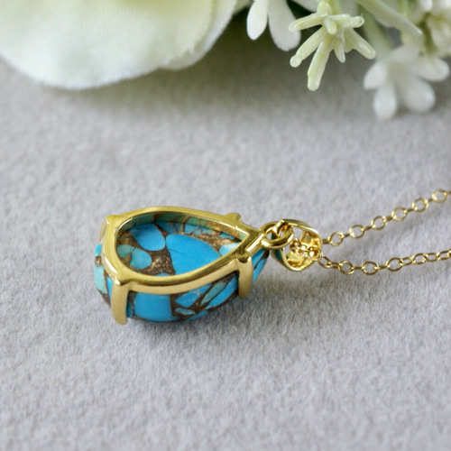 12月誕生石 コッパーターコイズ ペアーシェイプ ペンダントトップ